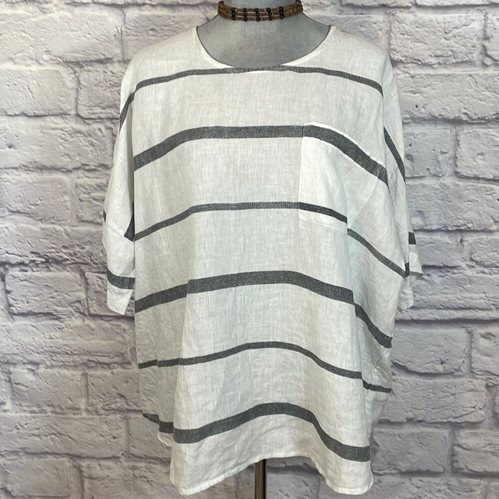 Holiday Australian-made beachy/nautical striped linen blouse
